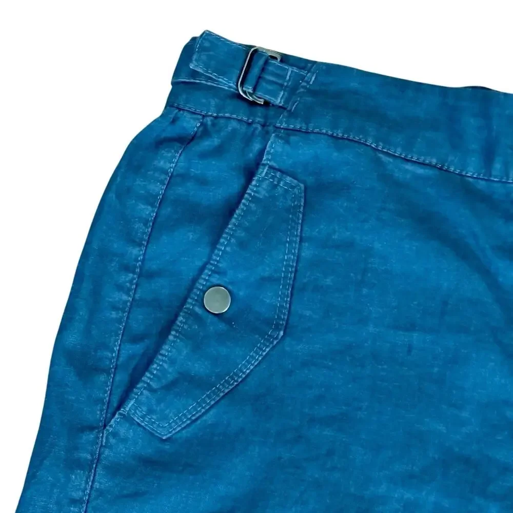 NWT Athleta Size 12 Voyager Short 100% Linen Granite Blue $79 - 586829